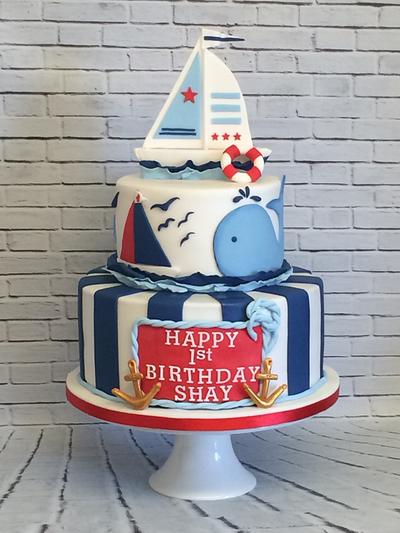 Nautical 1st Birthday  - Cake by Rock and Roses cake co. 