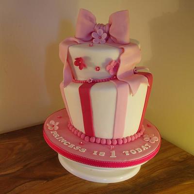 2 Tiered topsy turvy wonky 1st birthday cake - Cake by T cAkEs