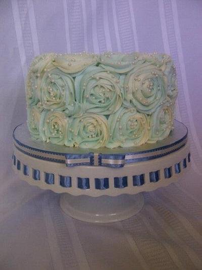 The Delicate French Blue Rosette cake - Cake by horsecountrycakes
