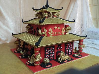 Chinese zodiac pagoda birthday cake - Cake by Maggie