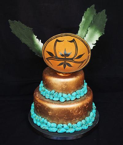 Copper & Turquoise - Cake by Kendra's Country Bakery