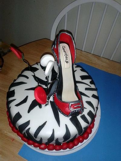 Zebra Print, High Heel Birthday Cake - Cake by Cakelady10