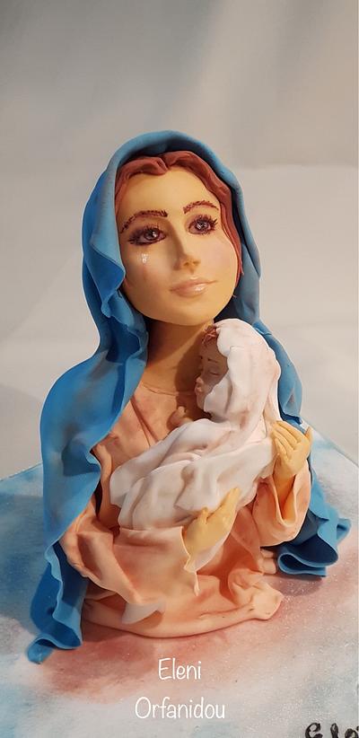Virgin Mary holding baby Jesus  - Cake by Eleni Orfanidou 