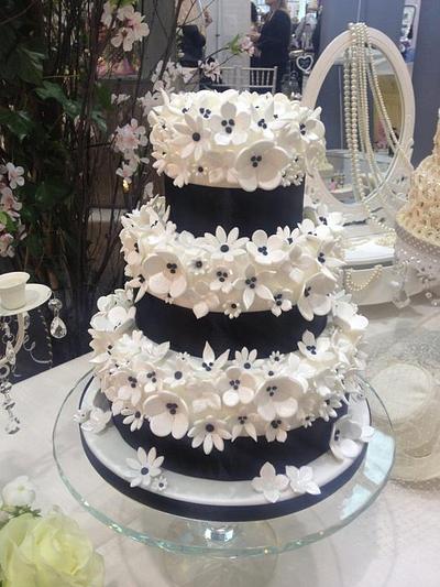 Chanel Chic Black & White Floral Wedding Cake - Cake by The Eden Cupcake Company