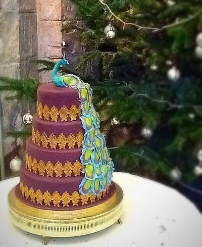 Jewel Toned Peacock - Cake by lorraine mcgarry