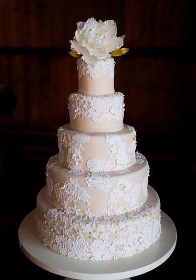 Sugar Lace and Sugar Flower Wedding Cake - Cake by Alex Narramore (The Mischief Maker)