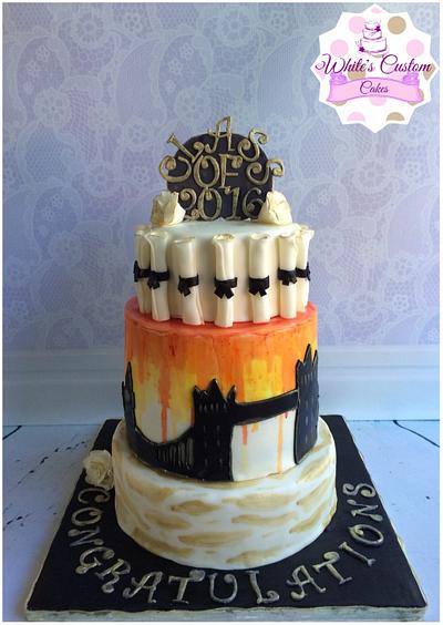 London Graduation Cake - Cake by Sabrina - White's Custom Cakes 