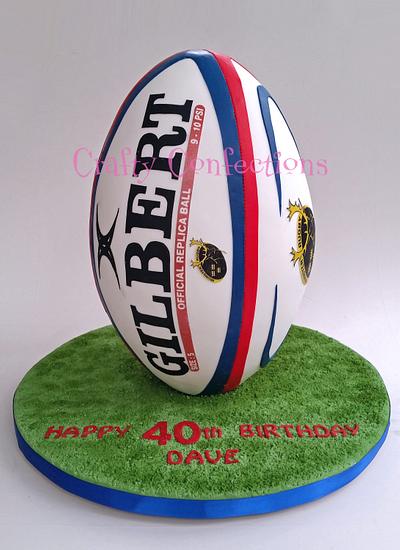 On end Rugby ball cake - Cake by Craftyconfections