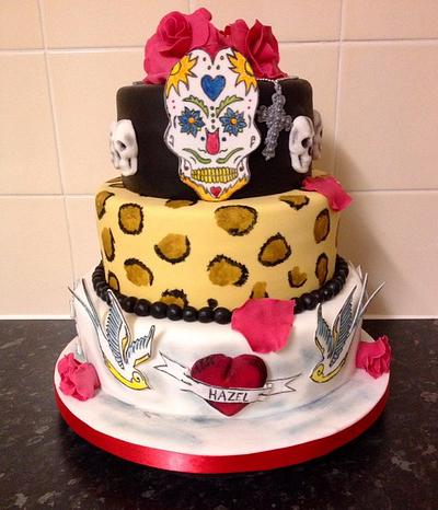 Tattoo and skull gothic style cake - Cake by Daisychain's Cakes