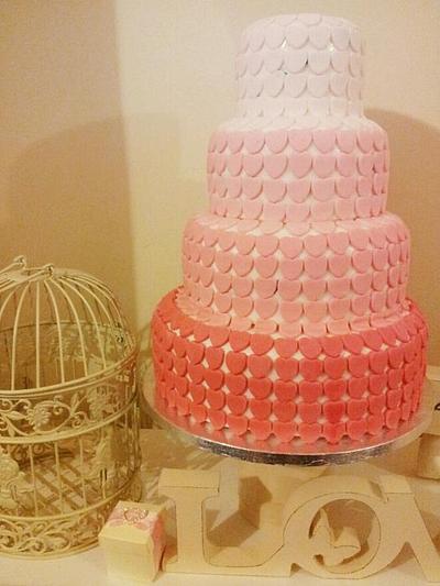 Gradient Heart Wedding Cake - Cake by EmzCakes
