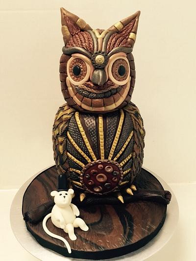 Steampunk inspired owl. - Cake by The Elusive Cake Company
