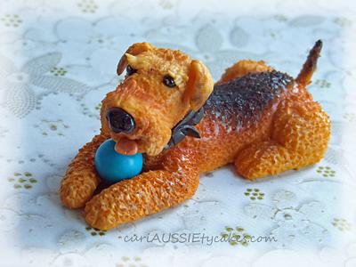Fondant Airedale- Terrior figurine - Cake by CuriAUSSIEty  Cakes