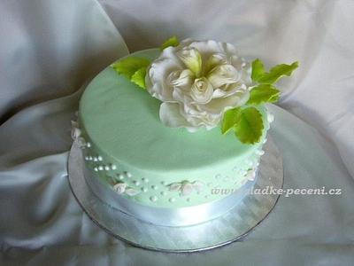 Birhtday cake with English rose - Cake by Zdenka Michnova