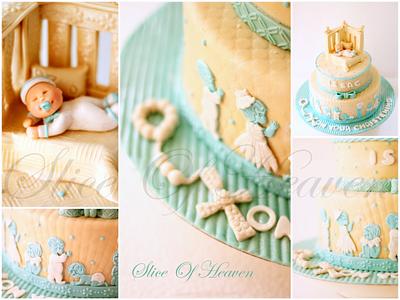 Ivory&Seagreen  Christening Cake - Cake by Slice of Heaven By Geethu