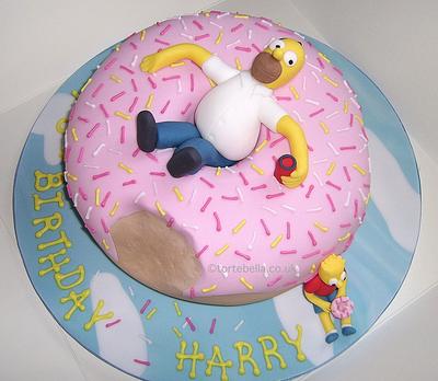 Homer Simpson and the Big Doughnut - Cake by tortebella