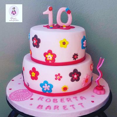 Pink flower garden  - Cake by elenasartofcakes