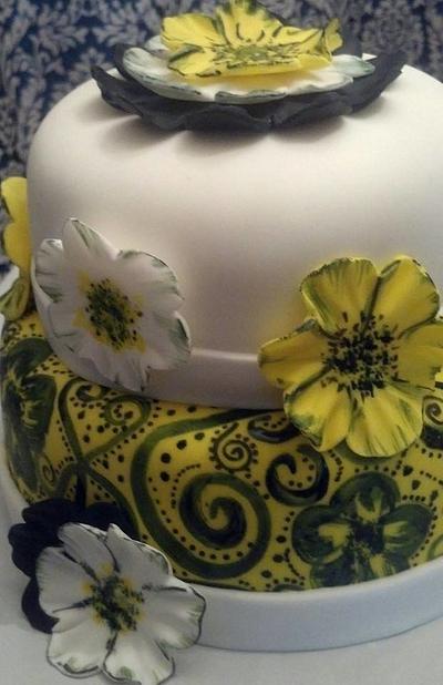 Yellow, white & black - Cake by Sherry's Sweet Shop
