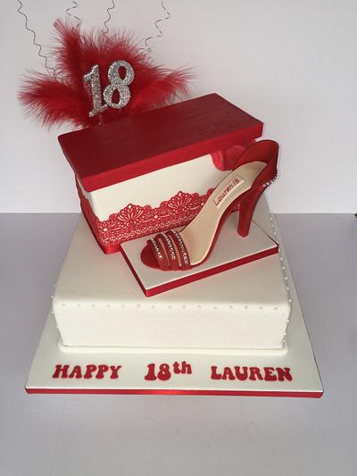 Red shoe box cake - Cake by Broadie Bakes
