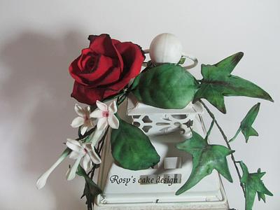 stephanotis, lovely red roses in hum paste - Cake by rosycakedesigner