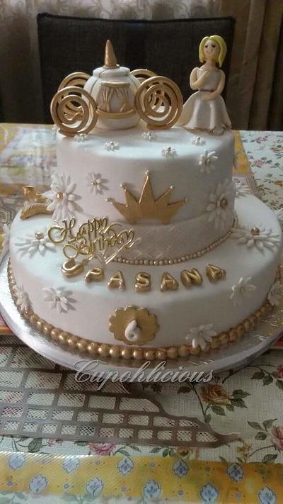 Gold and white cindrella themed chocolate cake  - Cake by Dr Archana Diwan
