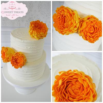 Orange Peonies - Cake by cjsweettreats