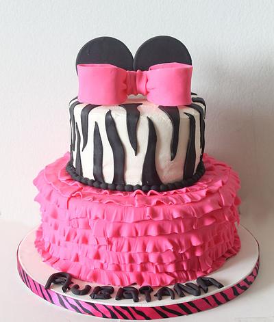 Pink & Zebra Minnie Cake - Cake by Sarah F