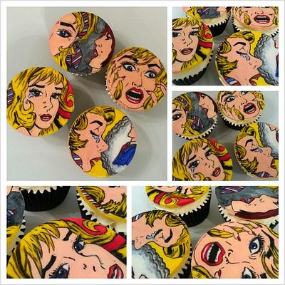 my  handpainted POP ART  cupcakes xxx i adore  - Cake by kaykes