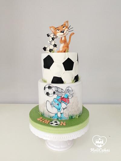 Smurf and football - Cake by MOLI Cakes