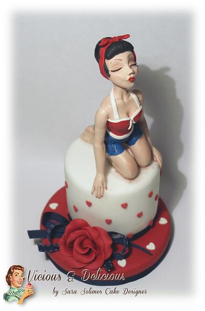 Pin up in love cake topper - Cake by Sara Solimes Party solutions