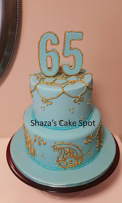 Gold and Tiffany Blue - Cake by Sharon