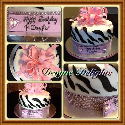 Pink and white zebra print birthday cake - Cake by Princess Maynie