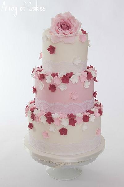 Vintage Rose & Blossom petal Wedding Cake  - Cake by Emma