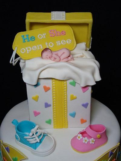 Gender Reveal Cake & Cupcake Tower - Cake by Toni (White Crafty Cakes)