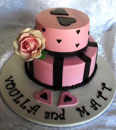 Elegant Hearts Engagement Cake - Cake by DolceSofia