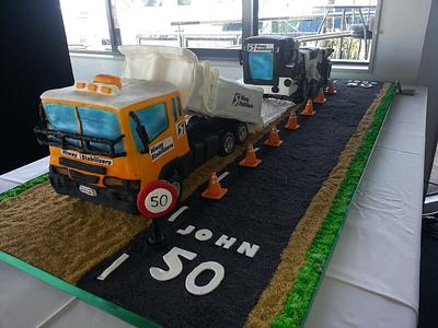 Spreader truck and Soil stabilizer truck - she is big!!!! - Cake by The Cake Engineer NZ