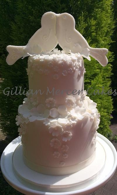 Love birds flower wedding cake - Cake by Gillian mercer cakes 
