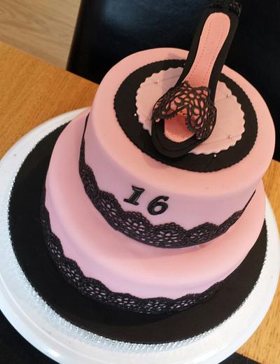 Black Lace Shoe - Cake by Karen Christie 