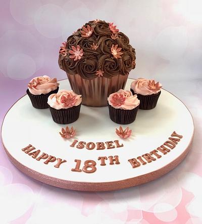 Rose Gold Giant Cupcake & Cupcakes - Cake by Canoodle Cake Company