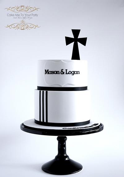 Black and White Confirmation Cake (for twins) - Cake by Leah Jeffery- Cake Me To Your Party