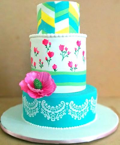 my first fondant 3 tier cake.. - Cake by Thasni mariyam wahid