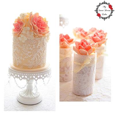 Vintage in Champagne and Coral - Cake by My Sweet Dream Cakes