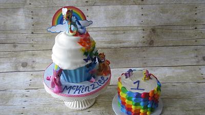 Rainbow 1st Birthday - Cake by DejaCakes