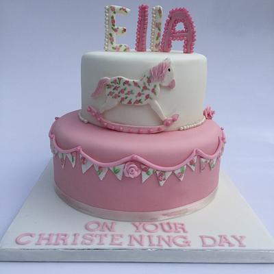 Pink christening cake  - Cake by Littlelizacakes