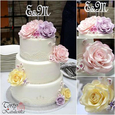 Wedding Cake with Roses - Cake by Torty Katulienka