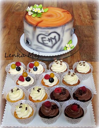 Wedding set of Cake Birch and Cupcakes - Cake by Lenka