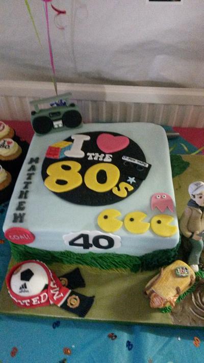 I love the 80's- football and fishing cake - Cake by Karen's Kakery
