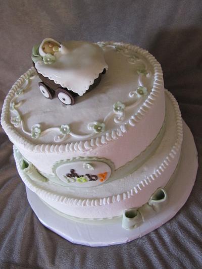 Sage and white baby shower - Cake by Tiffany Palmer