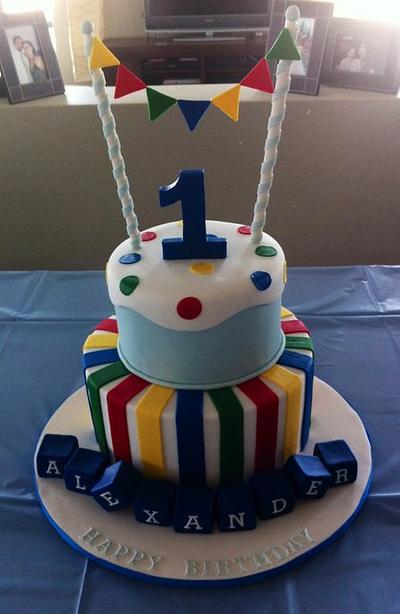 Bunting 1st birthday - Cake by Kat Pescud