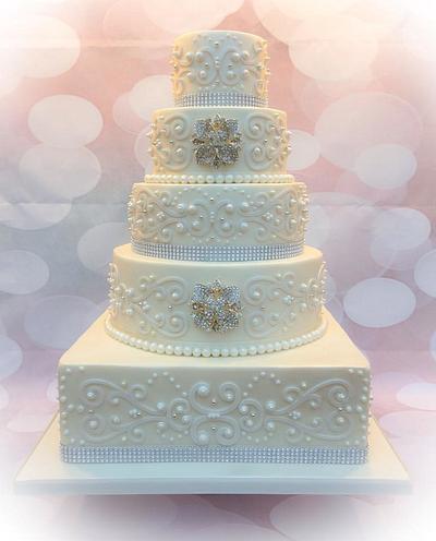 Diamonds and Pearls Wedding Cake - Cake by Cakexstacy