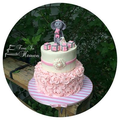 Elephant and Rosette baby shower cake  - Cake by Edible Sugar Art